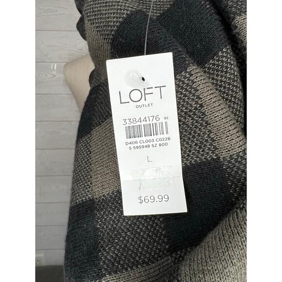 Loft Outlet black/taupe buffalo check oversize tunic sweater NWT Size Large - Picture 7 of 7